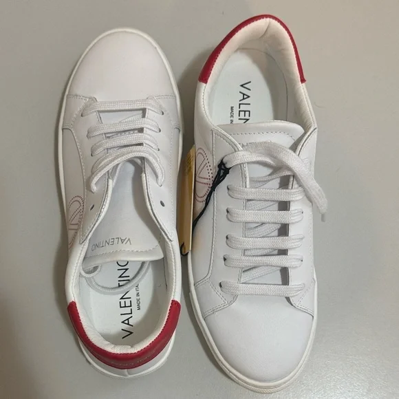 NEW✨ Valentino White Sneakers with Red Logo by Mario Valentino - Picture 11 of 15